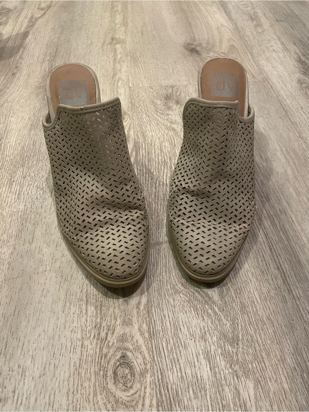 Dolce Vita Perforated Taupe Slip-On Mules